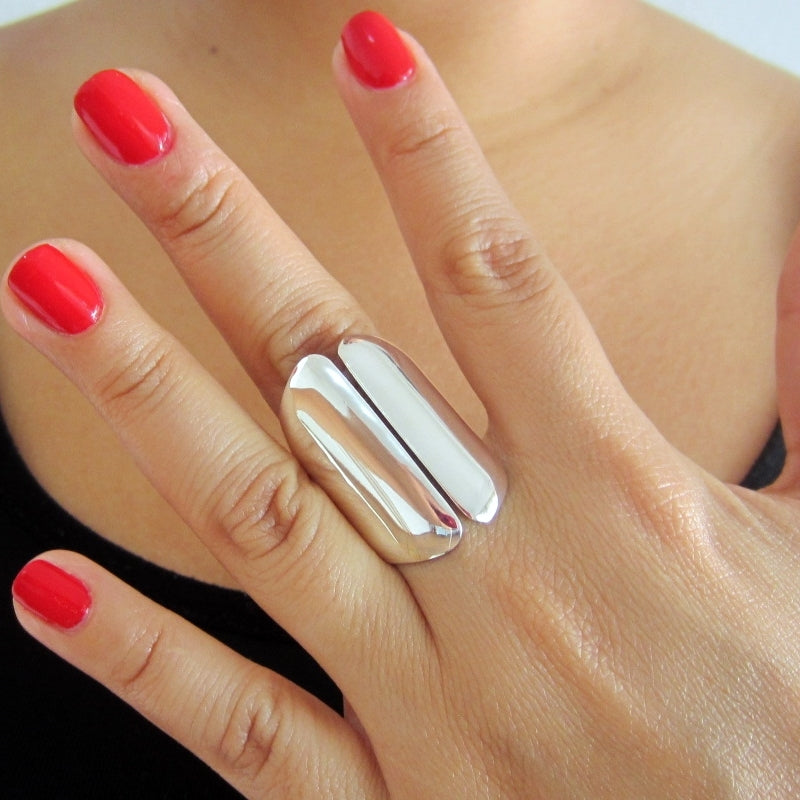 Anillo plateado abertura