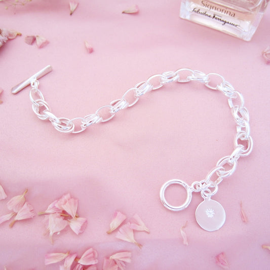 Pulsera Plateada Medalla Corazón