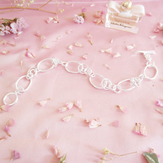 Pulsera Plateada Ovalos caña