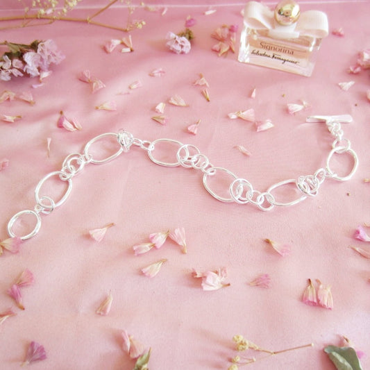 Pulsera Plateada Ovalos caña