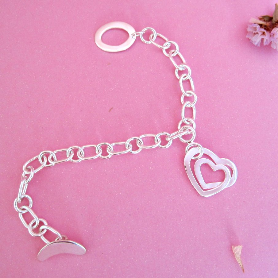 Pulsera Plateado Corazón Trazo