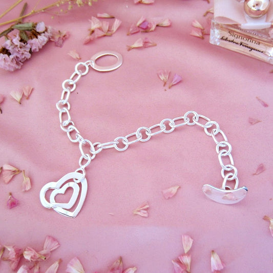 Pulsera Plateado Corazón Trazo
