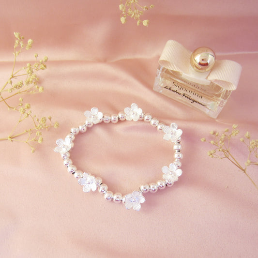Pulsera Plateada Floral