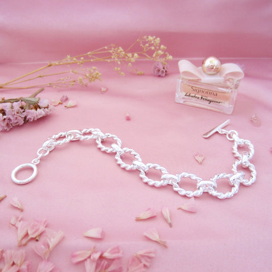 Pulsera plateada torzal grueso