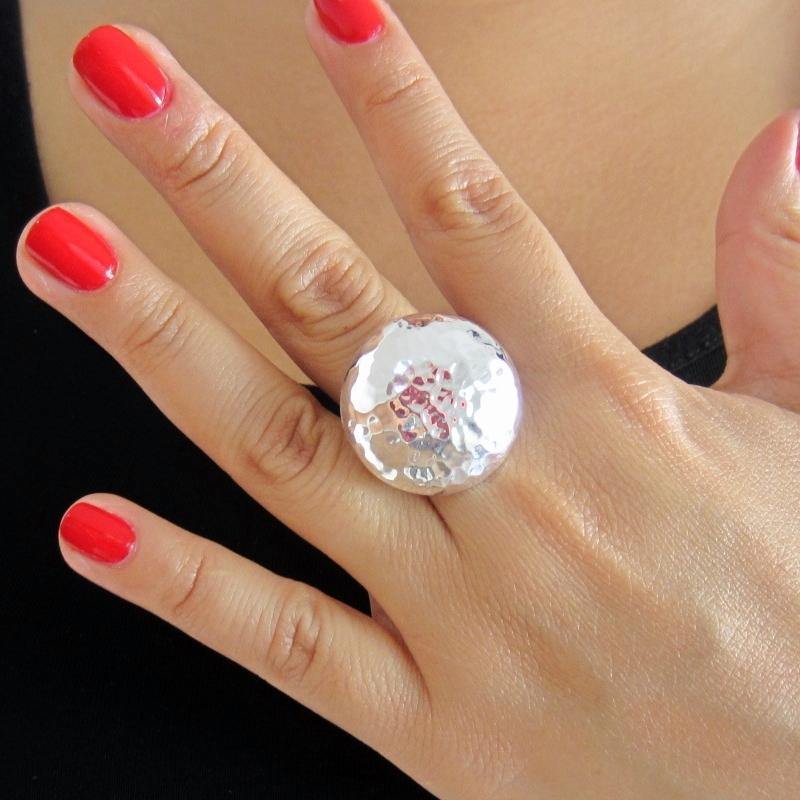 Anillo plateado bola - Petick Joyería Artesanal