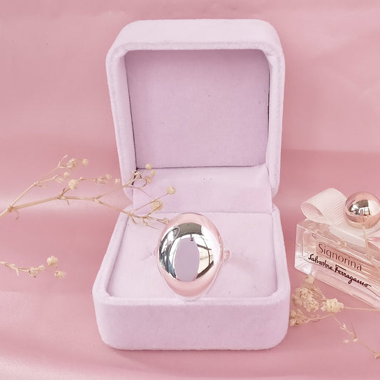Anillo Plateado Ovalo Brillo - Petick Joyería Artesanal