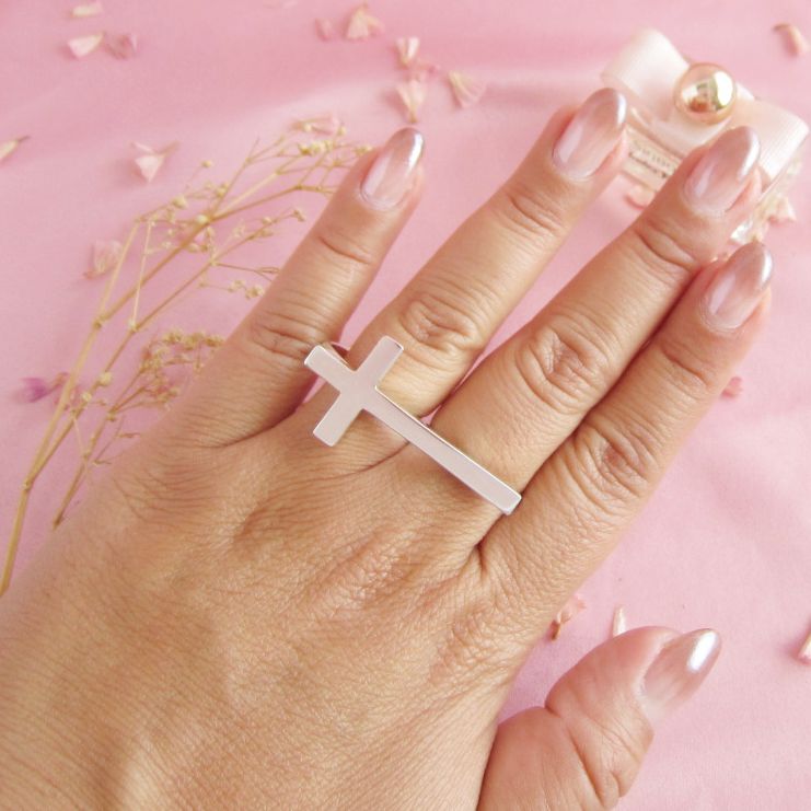 Anillo Cruz Larga Cartoneado