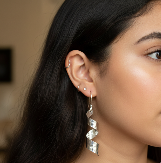 silver serpentine earrings