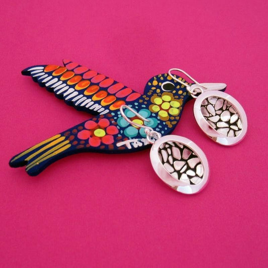 ARETES PLATEADOS TEXTURA EMPEDRADO - Petick Joyería Artesanal