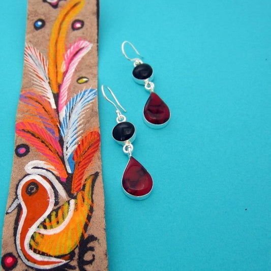 ARETES PLATEADOS MAYAS BICOLOR - Petick Joyería Artesanal