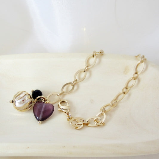 Amethyst heart bracelet