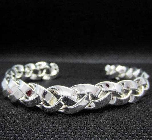BRAZALETE PLATEADO TRENZADO - Petick Joyería Artesanal